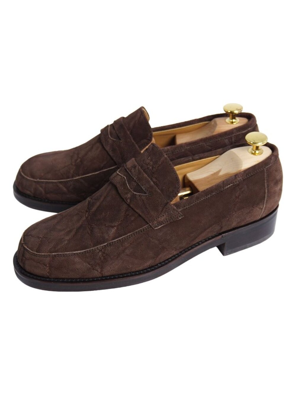 Versace Gianni Loafers Moccasins Business Shoes Elephant Leather Brown